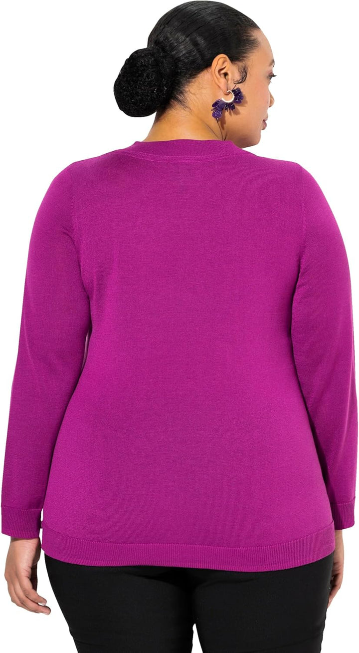 Ulla Popken Damen, V-Ausschnitt, Langarm, Weicher Feinstrick Pullover 42-44 Beere, 42-44 Beere