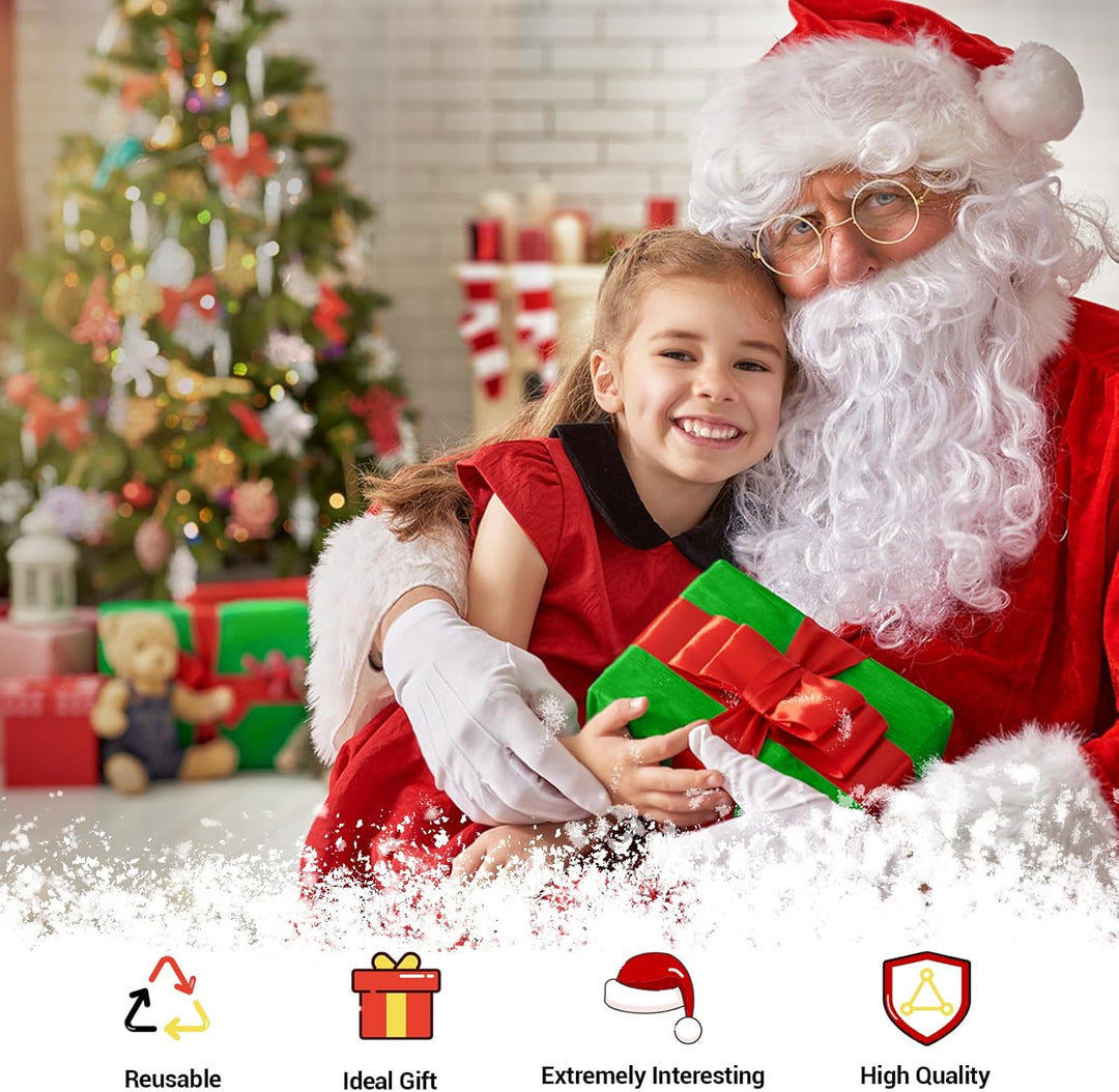 ROSAUI Weihnachtsmann Bart + Perücke + Mütze, Weihnachtsmütze für Erwachsene, Nikolaus Perücke, Sant