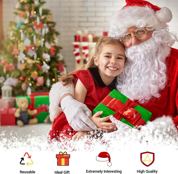 ROSAUI Weihnachtsmann Bart + Perücke + Mütze, Weihnachtsmütze für Erwachsene, Nikolaus Perücke, Sant