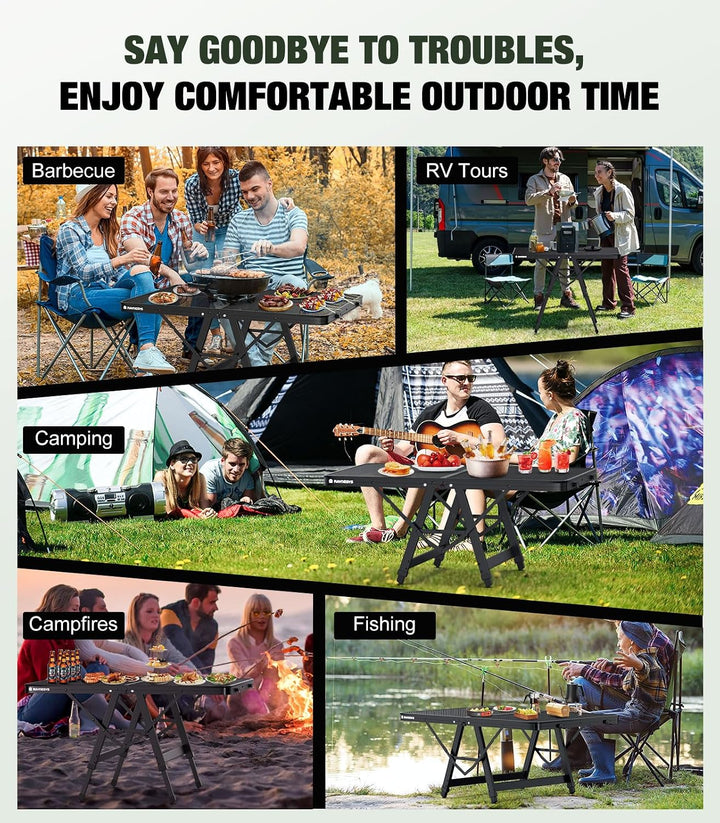 Raynesys Klappbarer Grilltisch mit Mesh-Tischplatte, 3ft Höhenverstellbarer Faltbarer Campingtisch a