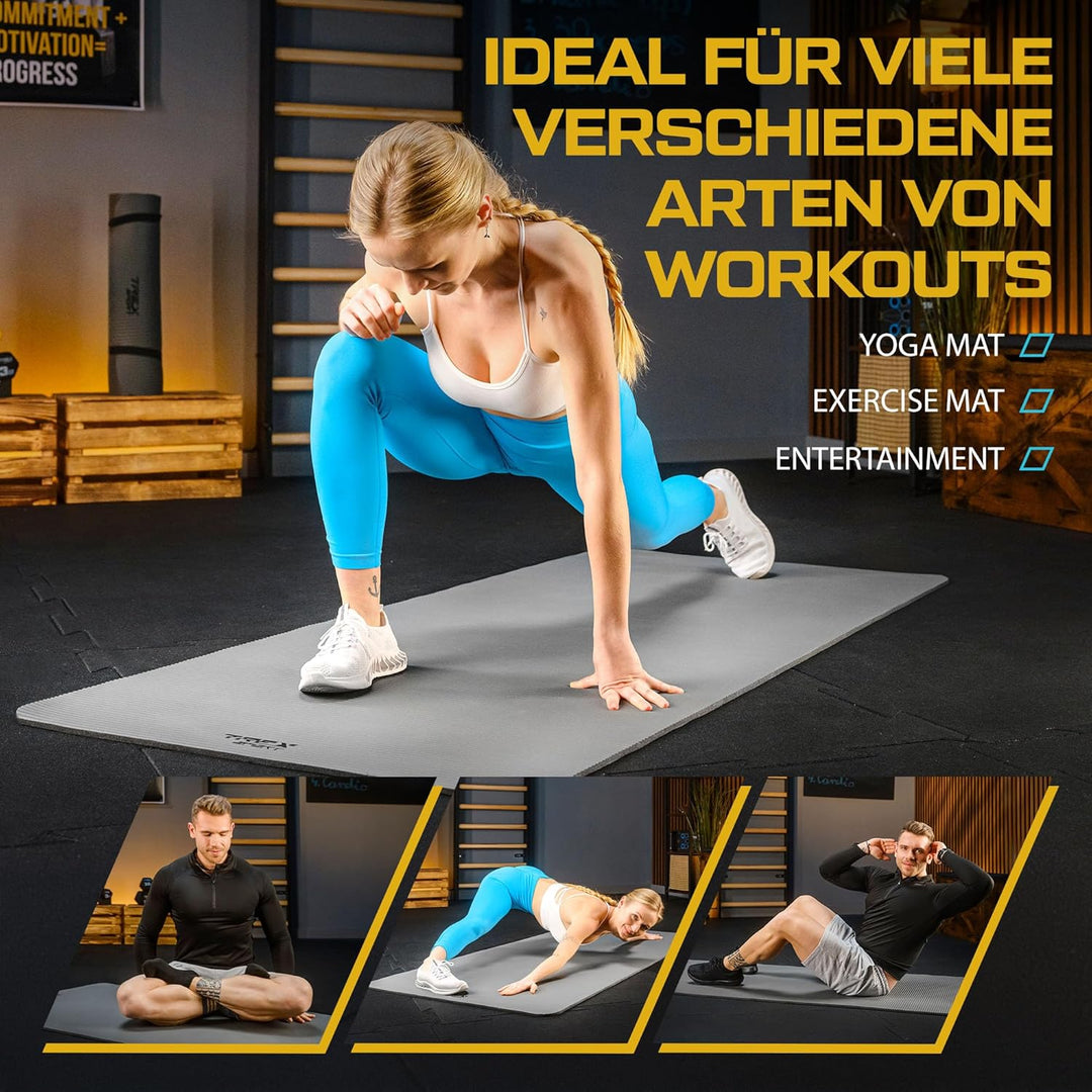 TREX SPORT Gymnastikmatte extra dick und weich | Fitnessmatte 190x80x1cm mit Tragegurt | Yogamatte r