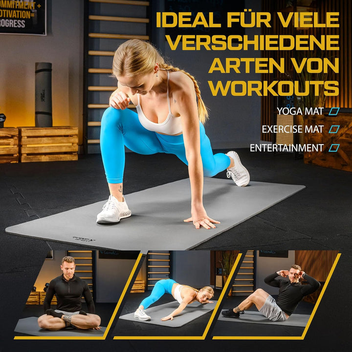 TREX SPORT Gymnastikmatte extra dick und weich | Fitnessmatte 190x80x1cm mit Tragegurt | Yogamatte r