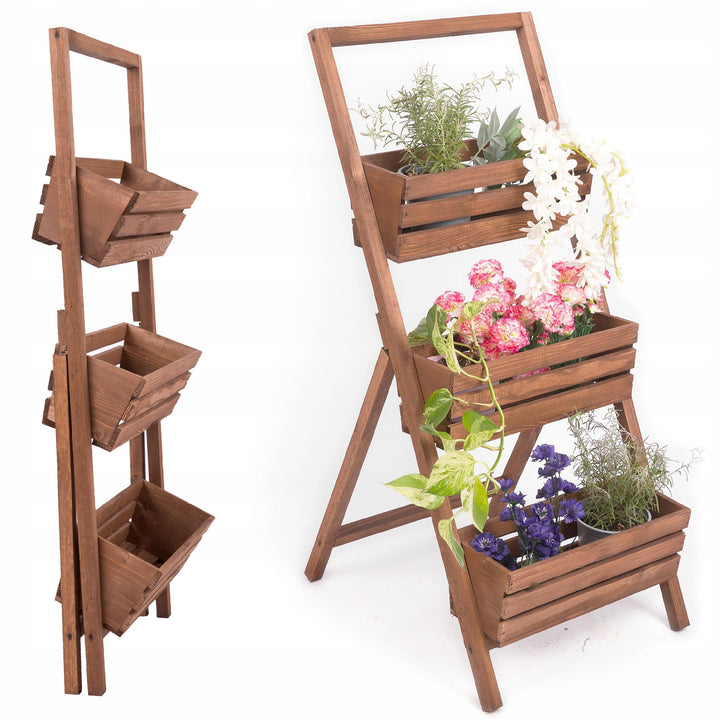 ECODECO Hochbeete für Garten Pflanzenregal aus Holz | Kaskadierendes Blumentreppe für Outdoor Indoor