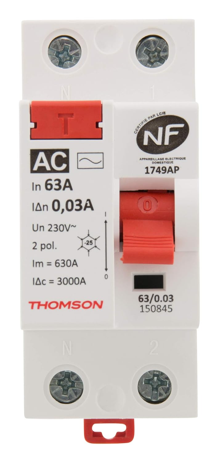 Thomson Differentialschalter mit Schraube, 63 A, Typ AC NF 63A Typ AC Einzigartig, 63A Typ AC Einzig