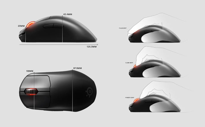 SteelSeries Prime Wireless - Esports Leistung Kabellose Gaming-Maus - 100 Stunden Akkulaufzeit - Tru