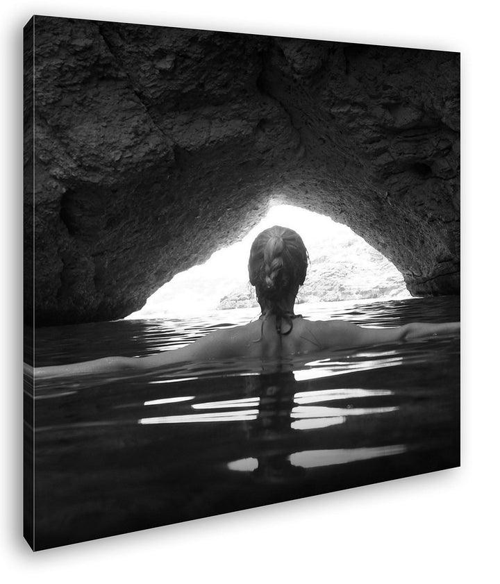 deyoli erotische Frau in Einer Grotte Format: 70x70 Effekt: Schwarz&Weiss als Leinwandbild, Motiv au