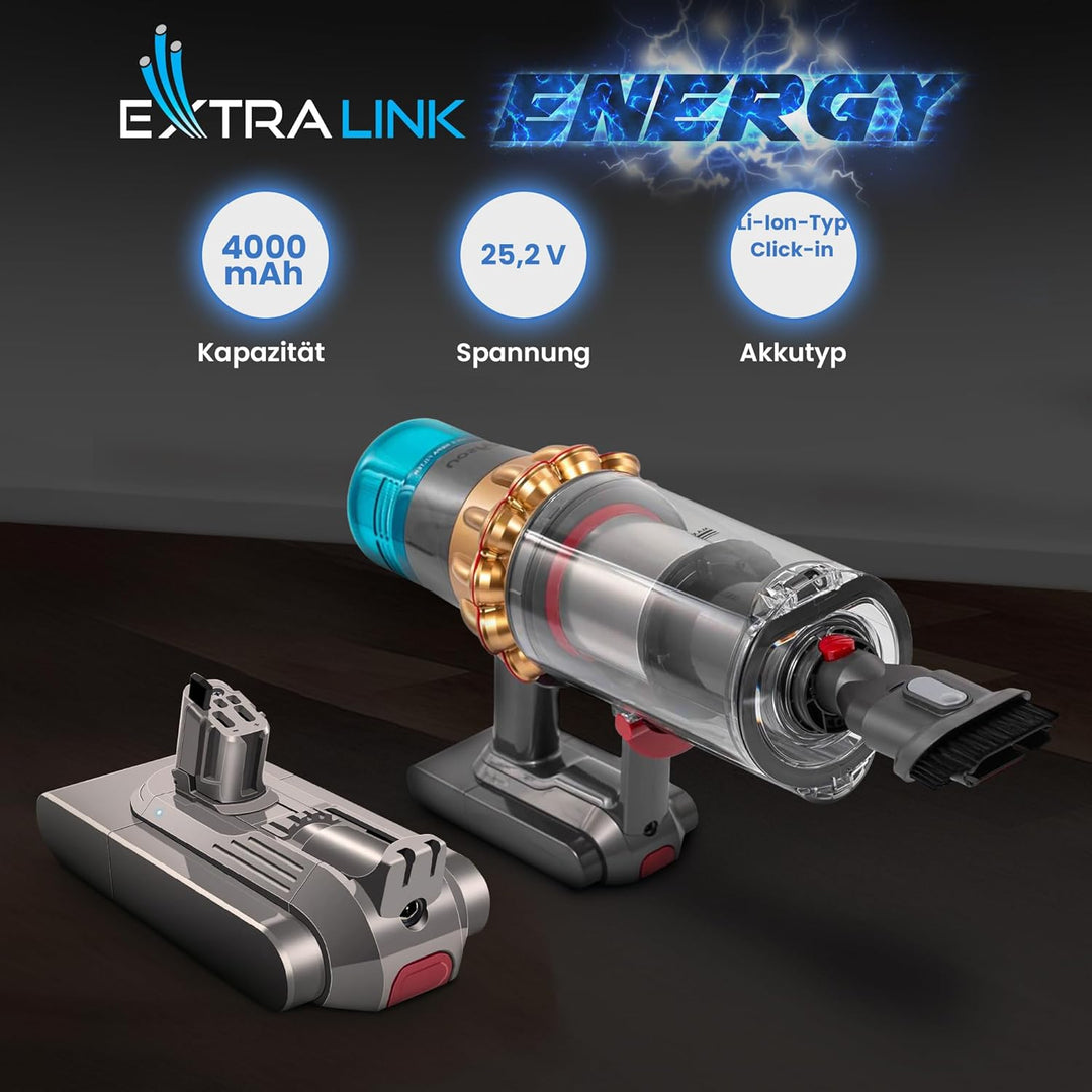 Extralink Akku für Dyson V15 Detect Staubsauger – 25,2V 4000mAh Ersatzakku, Lange Laufzeit, Li-Ion B