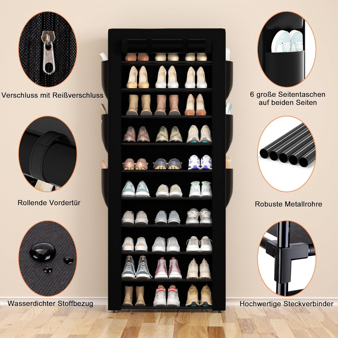 OYREL Schuhregal 11 Ebenen, Grosse Schuhschrank Hoch für 36-41 Paare Schuhe, Schuhaufbewahrung mit s