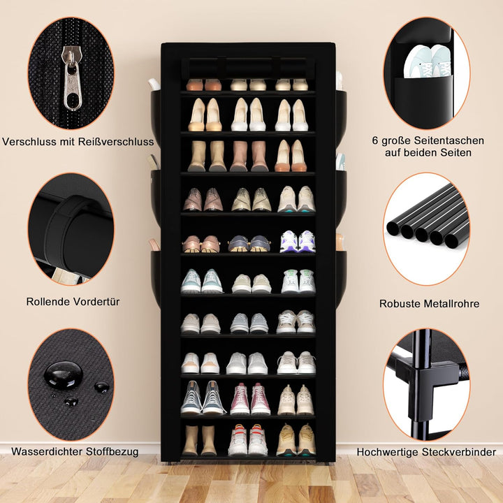 OYREL Schuhregal 11 Ebenen, Grosse Schuhschrank Hoch für 36-41 Paare Schuhe, Schuhaufbewahrung mit s