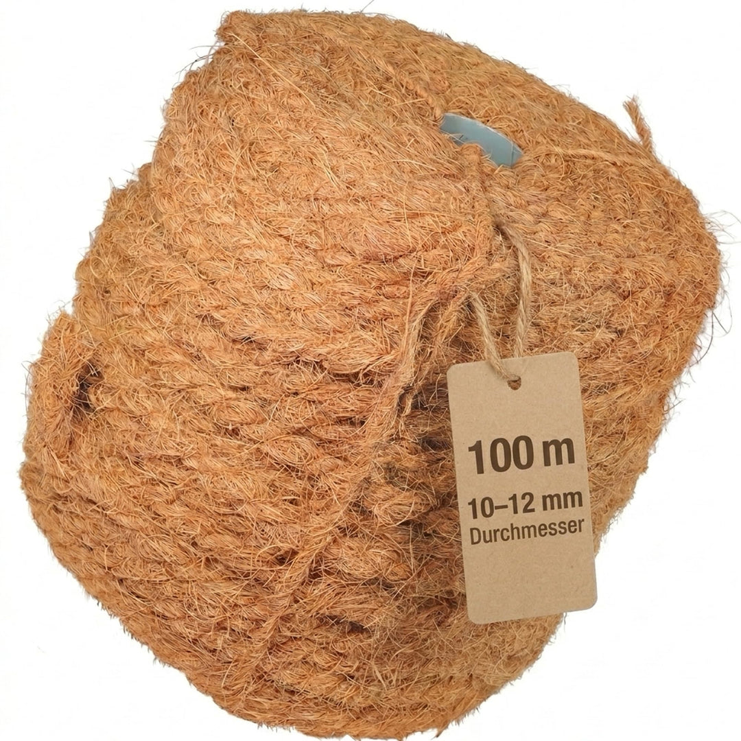 100m reissfestes Dickes Robustes Kokosseil für Bäume - Kordel - Gartenschnur - Rope - ca. Ø 10mm-12m