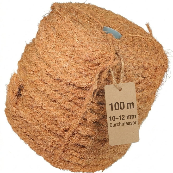 100m reissfestes Dickes Robustes Kokosseil für Bäume - Kordel - Gartenschnur - Rope - ca. Ø 10mm-12m