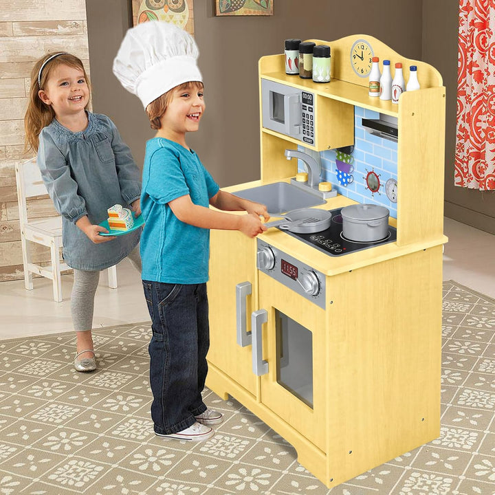YRHome Kinderküche Holz Spielküche Küchen-Zubehör Kinder Küche Holzküche Puppenküche Spielzeugküche