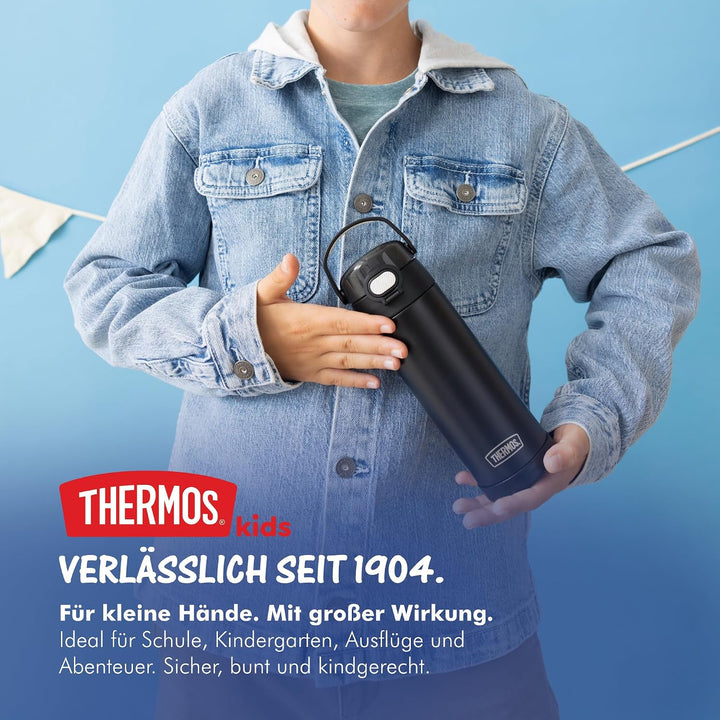 THERMOS kids FUNTAINER Trinkflasche 0,47 l, 12 h kalt, black | Edelstahl-Trinkflasche, spülmaschinen