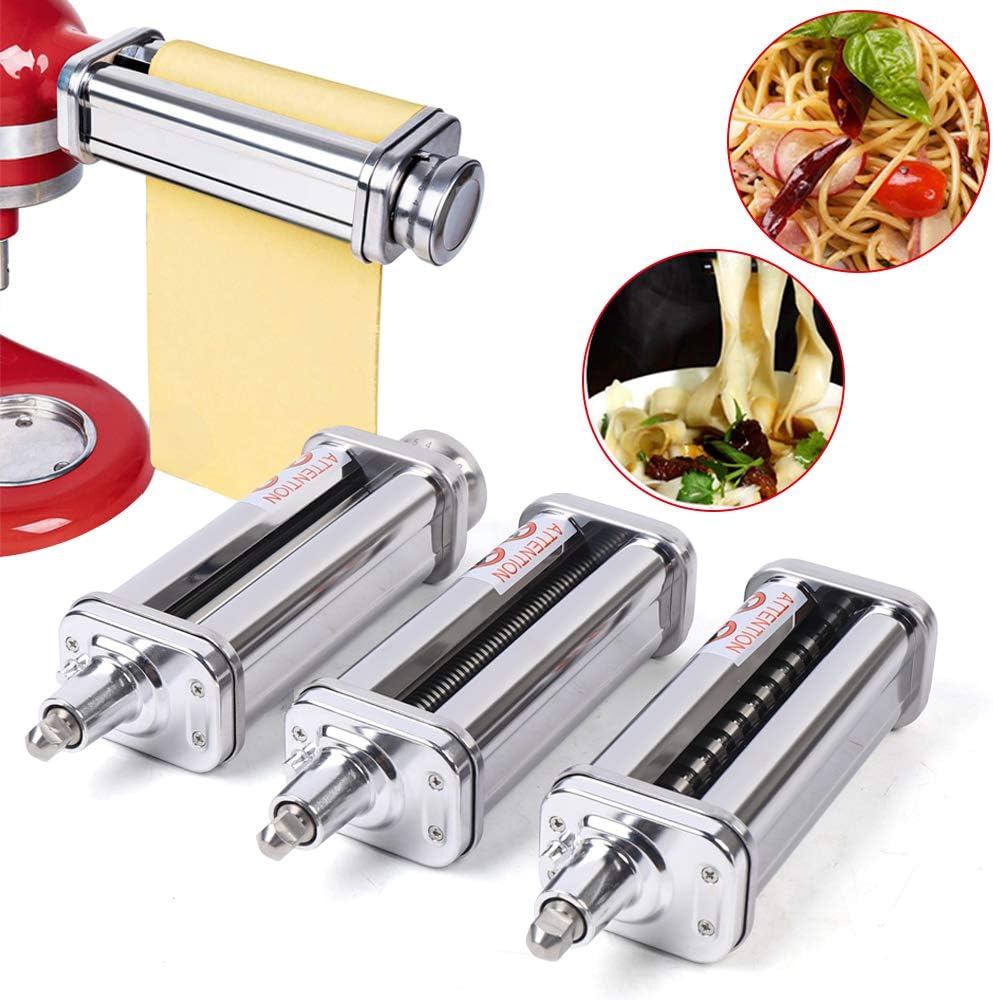 Pastaaufsatz Nudelaufsatz Küchenmaschine Mixer Edelstahl Zubehör 8 Variable Dickeneinstellungen für