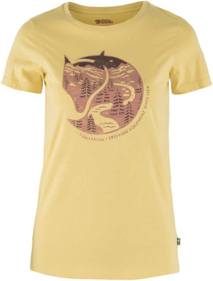 Fjällräven Damen Arctic Fox Print T-Shirt W T-Shirt (1er Pack), Gelb Mais