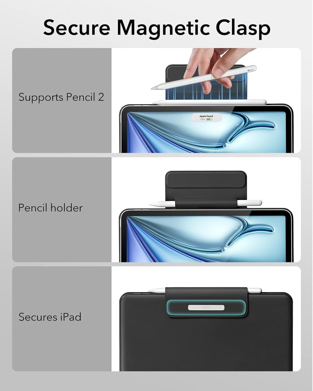 ESR Rebound Magnetische Keyboard Hülle, iPad Tastatur kompatibel mit iPad Pro 12.9 2022/2021, Freisc