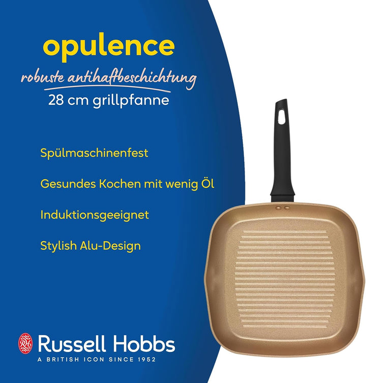 Russell Hobbs RH01674BEU7 Grillpfanne 28cm, opulente Pfanne mit siebenmal robusterer Antihaftbeschic