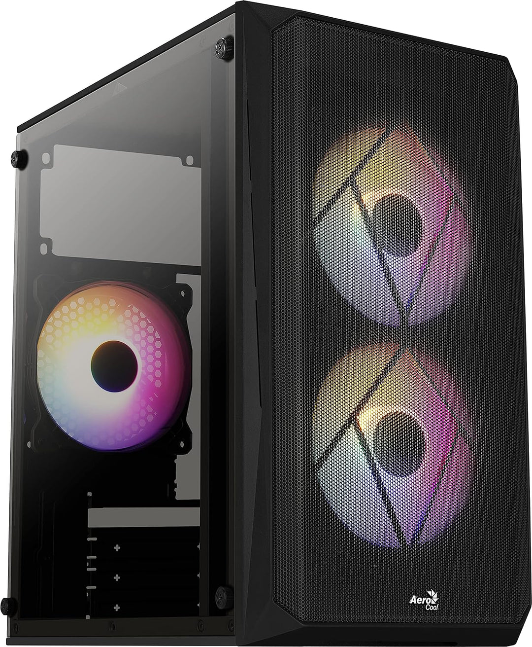 AeroCool CS107 V2, MicroATX- PC-Gehäuse, Seitenfenster, 3 x 120mm FRGB-Lüfter, CS107V2, schwarz Schw