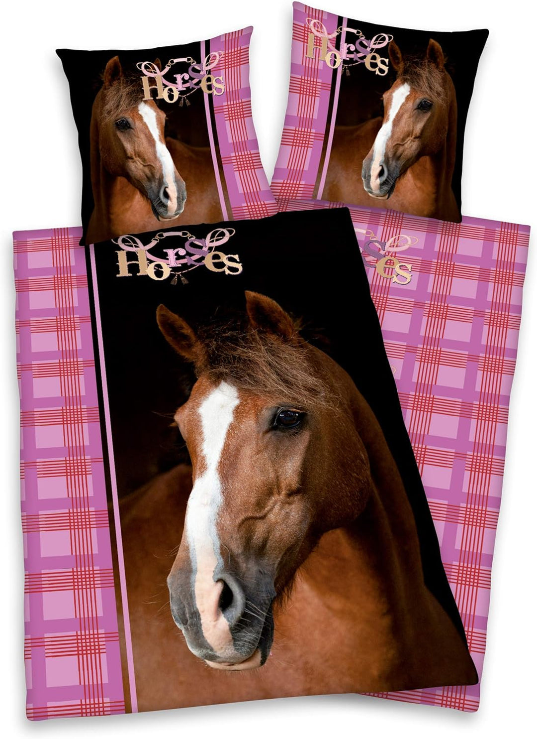 Herding Young Collection Pferde Bettwäsche, 80/80 cm + 135/200 cm, Baumwolle - Renforcé