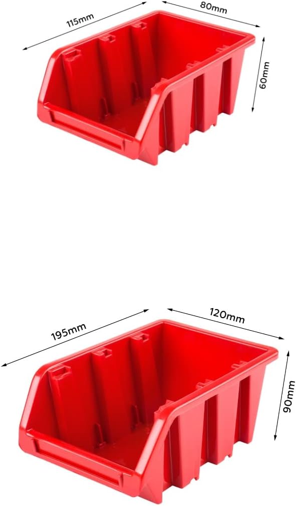 Lagersystem Werkstattregal | 172 x 78 cm | 36 stck. Box | Wandregal mit Werkzeughalterungen und Stap