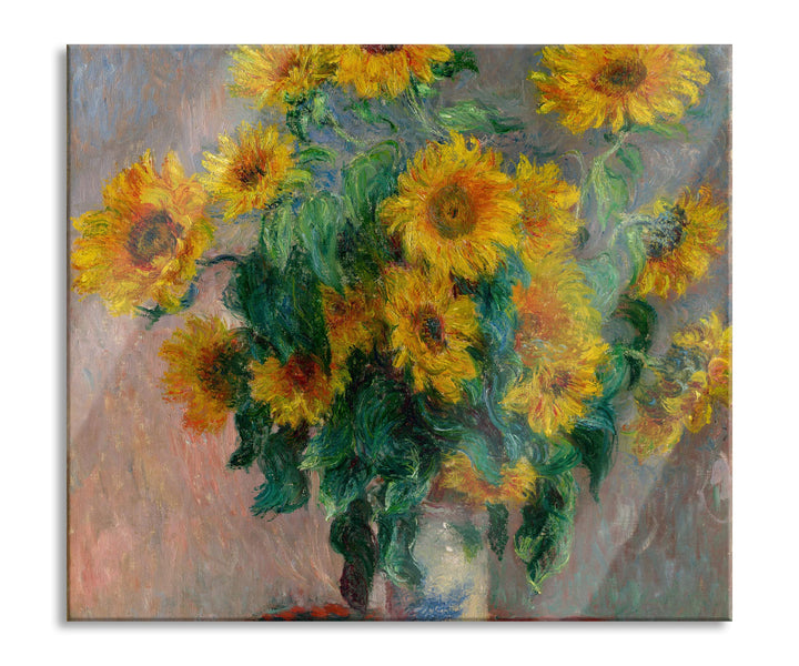Claude Monet - Ein Strauss Sonnenblumen Herdabdeckplatte & Spritzschutz aus Echtglas | Für Herd-Koch
