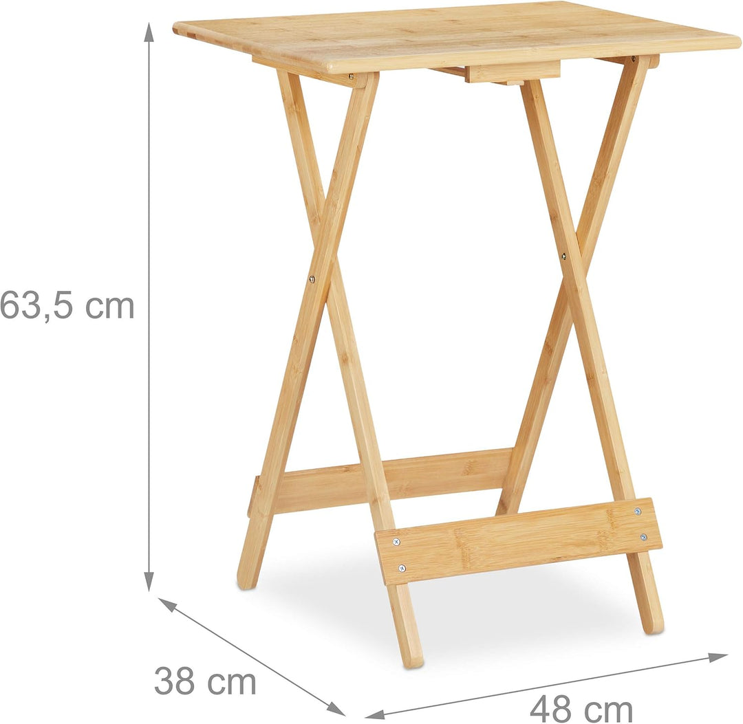 Relaxdays, Natur Klapptisch, Wohnzimmer, Balkon & Terrasse, HxBxT: 63,5 x 48 x 38 cm, klappbar, 100%