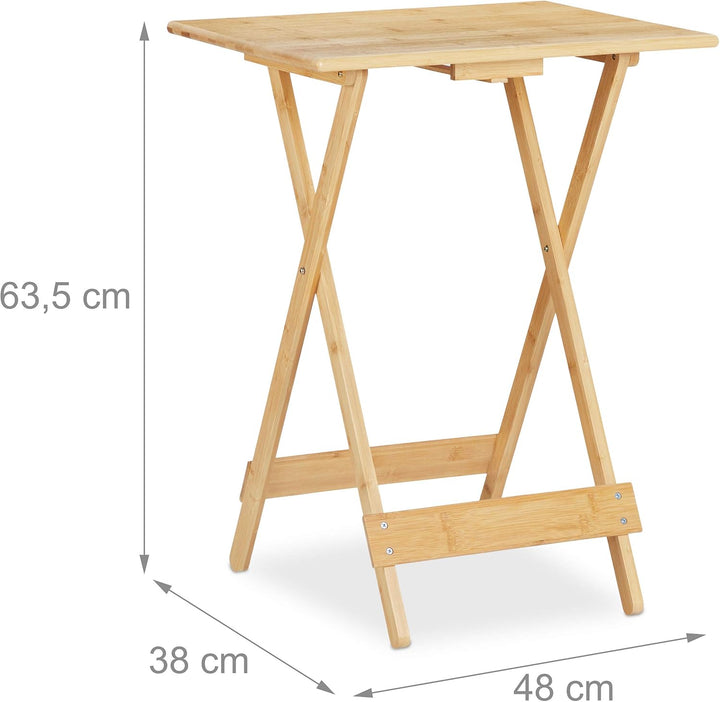Relaxdays, Natur Klapptisch, Wohnzimmer, Balkon & Terrasse, HxBxT: 63,5 x 48 x 38 cm, klappbar, 100%