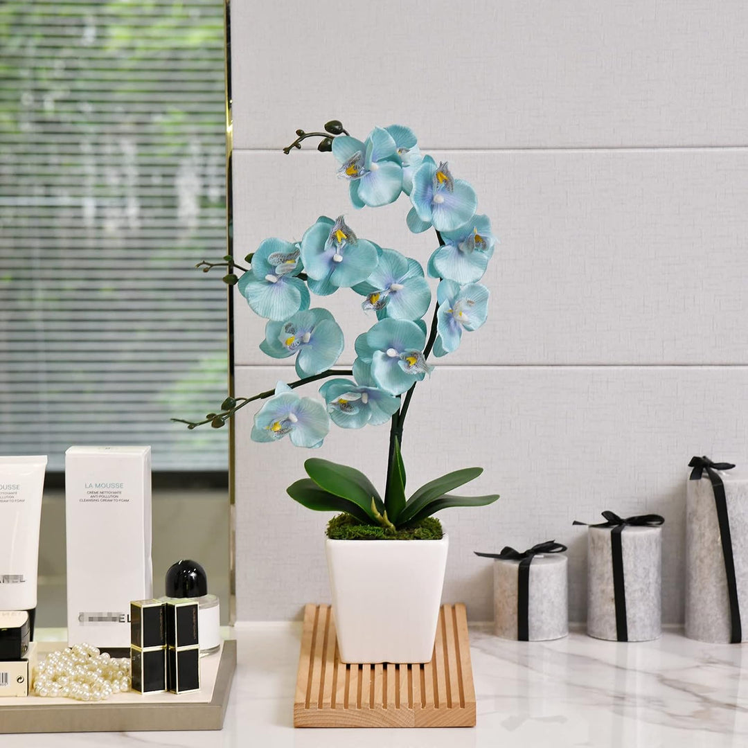 Künstliche Phalaenopsis-Orchidee aus Seide, 38,1 cm hoch, goldblau, Goldblau