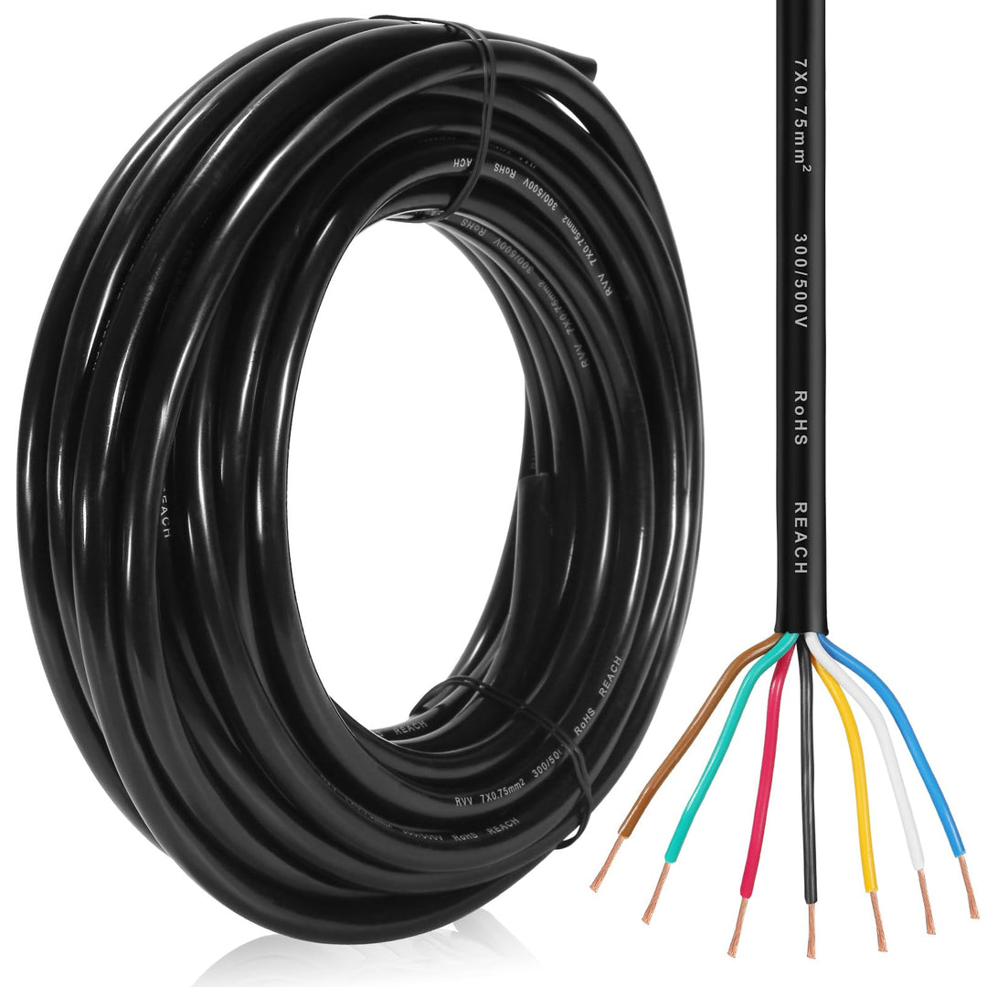 7 Adriges Anhängerkabel KFZ Kabel 10M, Fahrzeugkabel 7 adrig für Anhänger Beleuchtung Rücklichter, 7