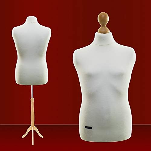 Schneiderpuppe | LUCCESI | Torso männlich | Size: L (50-52) | Bezug Creme-Weiss | Standfuss buche |
