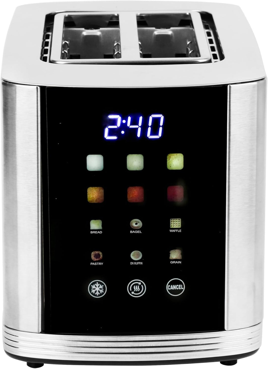 EMERIO Edelstahl Toaster mit grossem FARB Display | Touch | 2 Toastschlitze | Zentrierautomatik | Kr