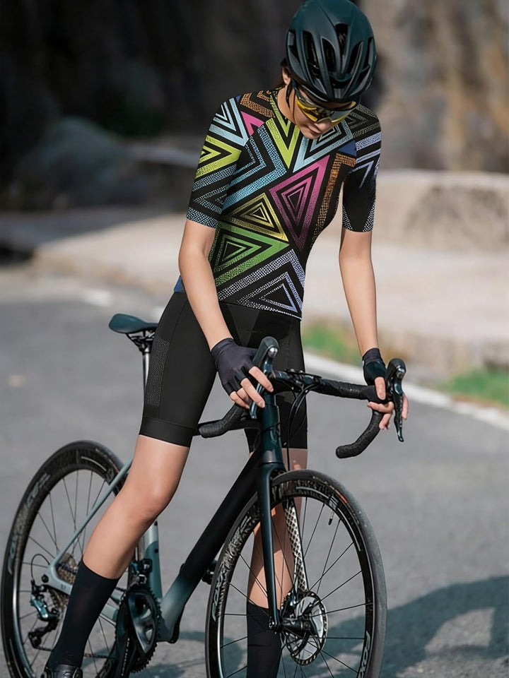 Wulibike Radtrikot Damen Langarm Fahrradtrikot Atmungsaktiv Rennrad Trikot mit 3 Rückentaschen 2-sch