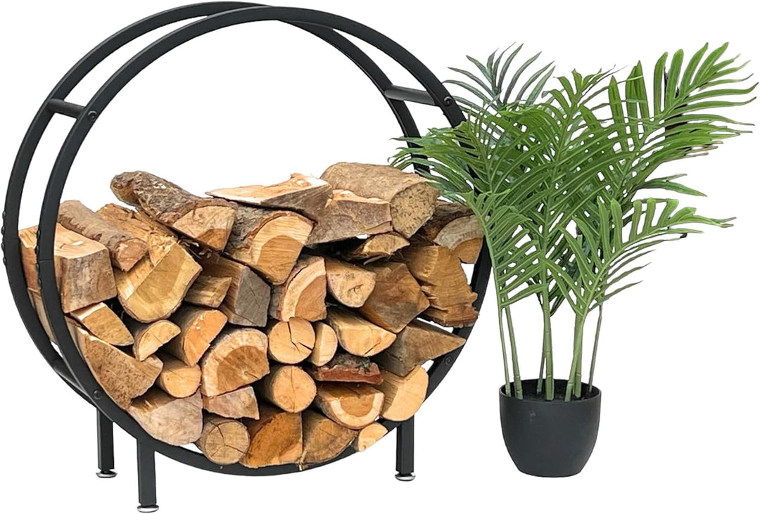DanDiBo Kaminholzregal Innen Metall Schwarz Stehend Rund 60 cm Kaminholzständer 96468 Kaminholzhalte