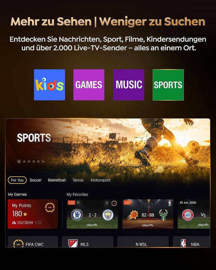 Beamer 4K mit VIDAA OS [2500 ANSI |56W Dolby Audio] FHD 1080P Outdoor Beamer Vollautomatische Einric