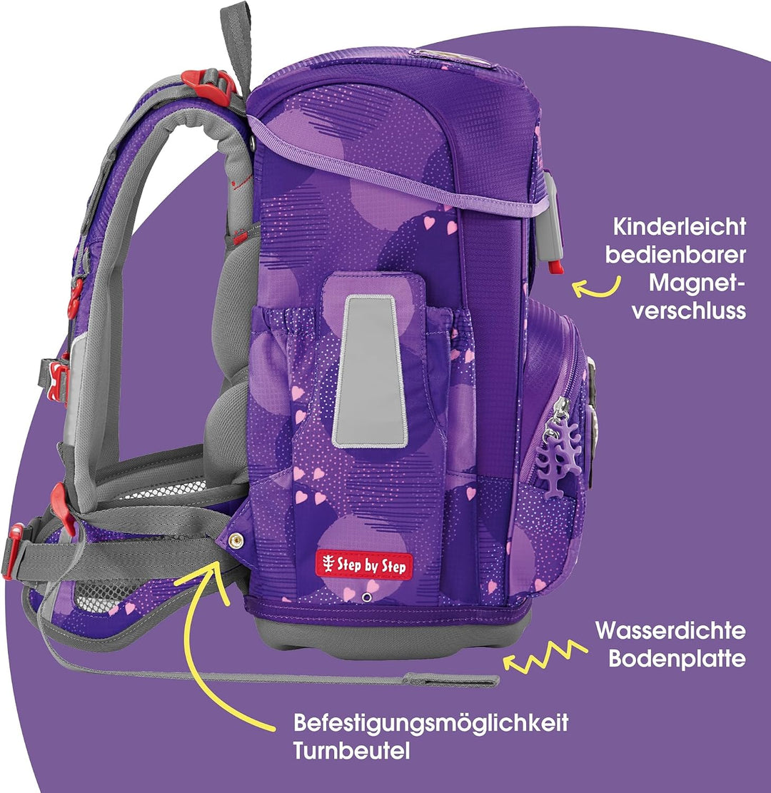 Step by Step Schulranzen-Set CLOUD, 5-teilig, ergonomischer Tornister mit Reflektoren, höhenverstell