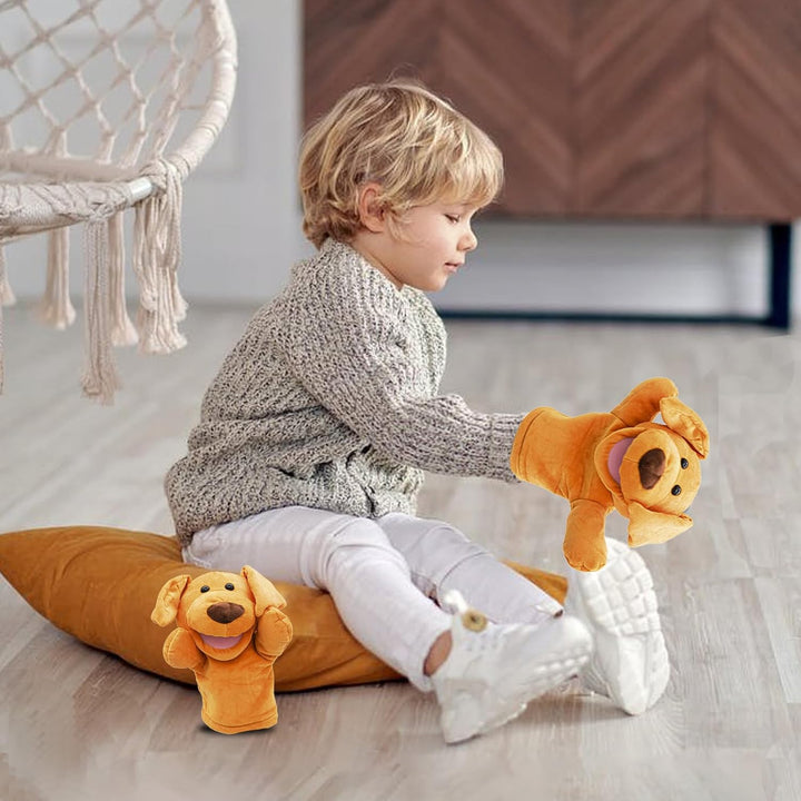 Tiny Heart Handpuppen Welpen Plüschtier Plüschspielzeug Kinder mit funktionierendem Mund Niedlich We