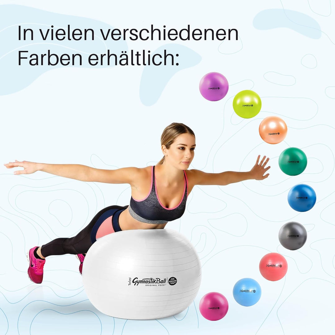 Pezzi - Gymnastikball Original Pezziball MAXAFE 53cm mit Ballschale & Oliver Rapid Pumpe – Sitzball