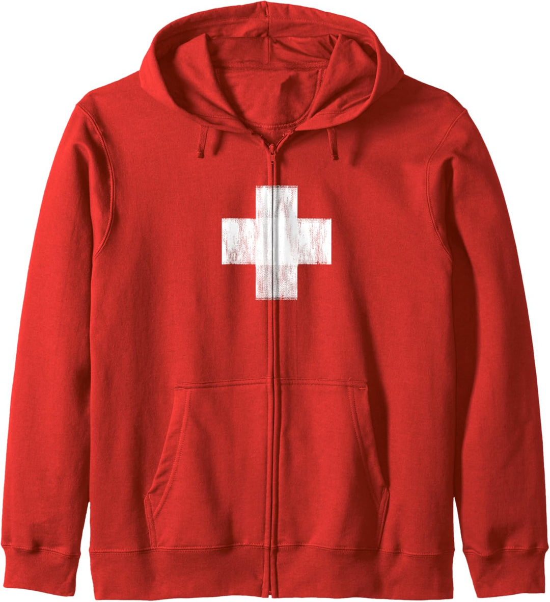Leicht-verwittertes-Kreuz-Rot-Wächter-Leben Geschenk Kapuzenjacke