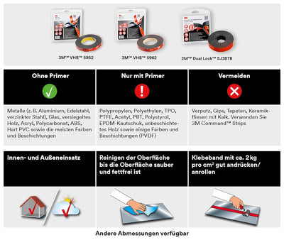 3M Dual Lock SJ387B, wiederlösbares Befestigungssystem - gute Haftung auf Metallen, Pulverlackbeschi