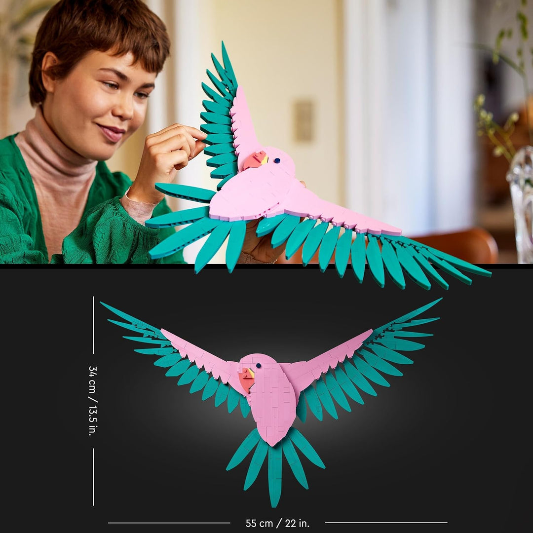 LEGO Art Die Fauna Kollektion – Aras, Wandbild mit Tiermotiv fürs Wohnzimmer oder Büro, Baubare Wand