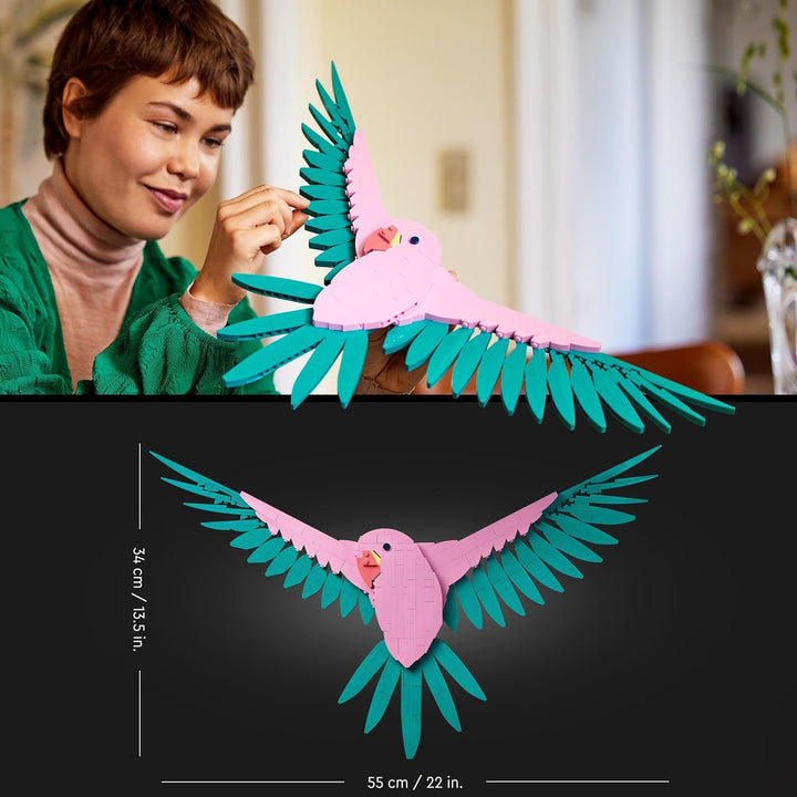 LEGO Art Die Fauna Kollektion – Aras, Wandbild mit Tiermotiv fürs Wohnzimmer oder Büro, Baubare Wand