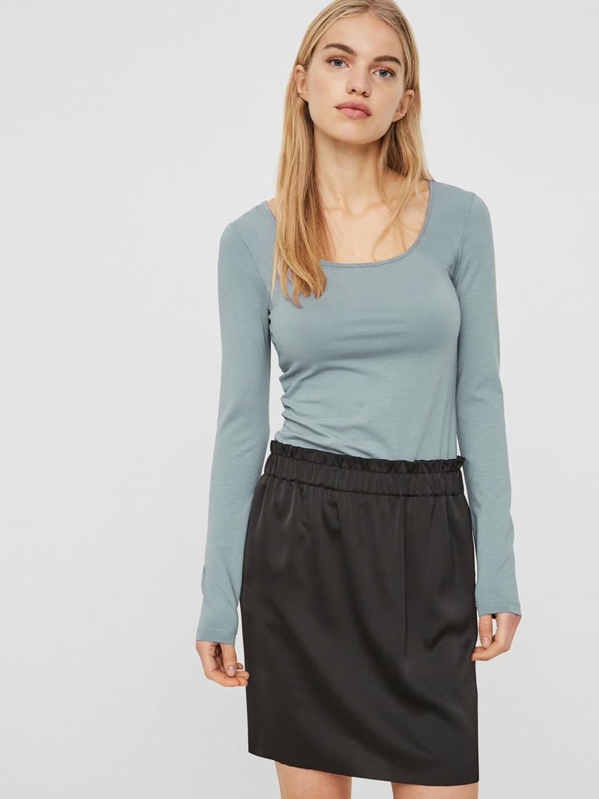 VERO MODA Damen Langarmshirts Vmmaxi My Ls Soft Uneck Ga Noos S 1x Oil Green, 1x Abyss, 1x Stormy We