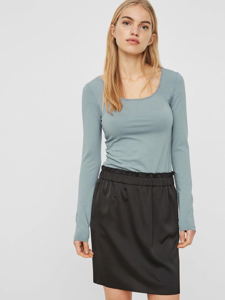 VERO MODA Damen Langarmshirts Vmmaxi My Ls Soft Uneck Ga Noos S 1x Oil Green, 1x Abyss, 1x Stormy We