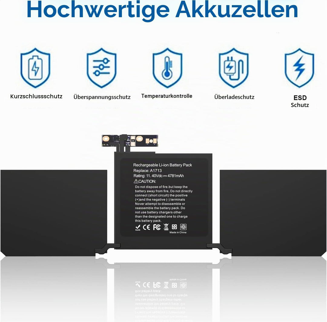 A1713 Akku kompatibel mit Mac Book Pro 13 Zoll A1708 A1713 Ende 2016 Mitte 2017 Version EMC 3164 297
