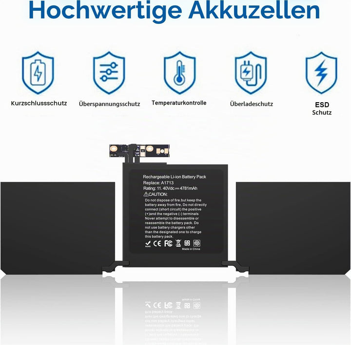 A1713 Akku kompatibel mit Mac Book Pro 13 Zoll A1708 A1713 Ende 2016 Mitte 2017 Version EMC 3164 297