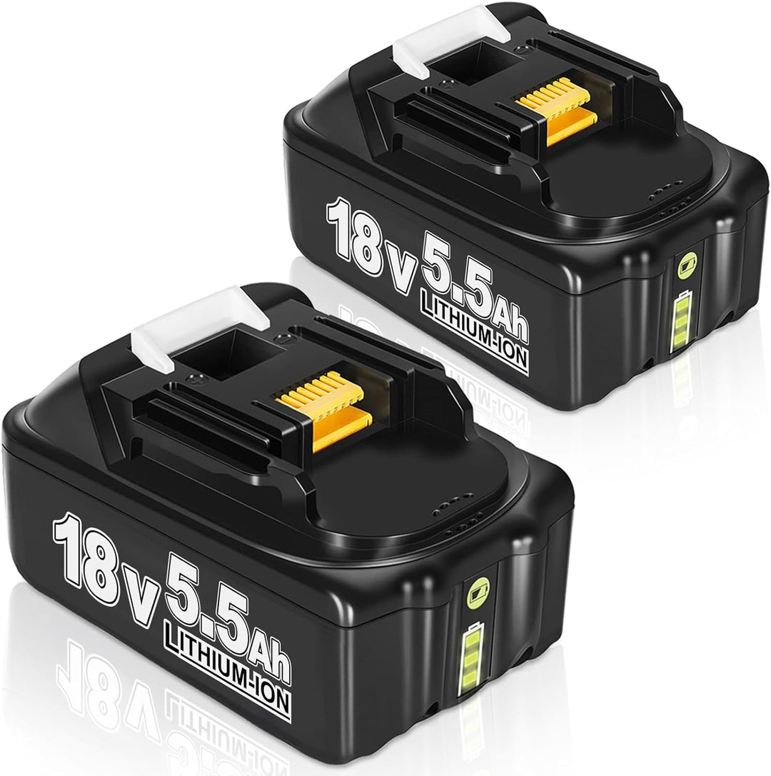 2X Akku 18V 5.5Ah Li-Ion Ersatzakku für Makita 18V, Kompatibel mit Allen Makita 18V Akku-Werkzeugen