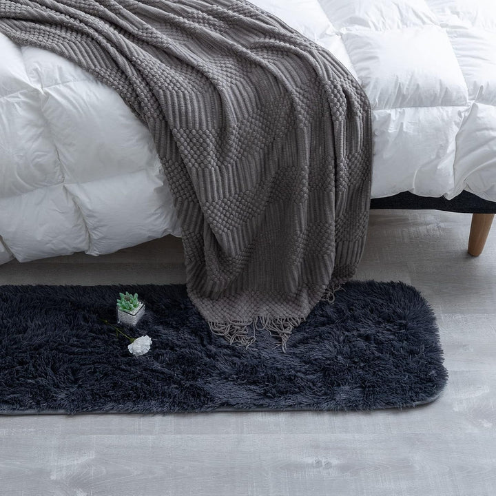 CHOSHOME Teppich Schlafzimmer Moderner Flauschiger Teppiche Anti-Rutsch Unterseite, Waschbarer Teppi