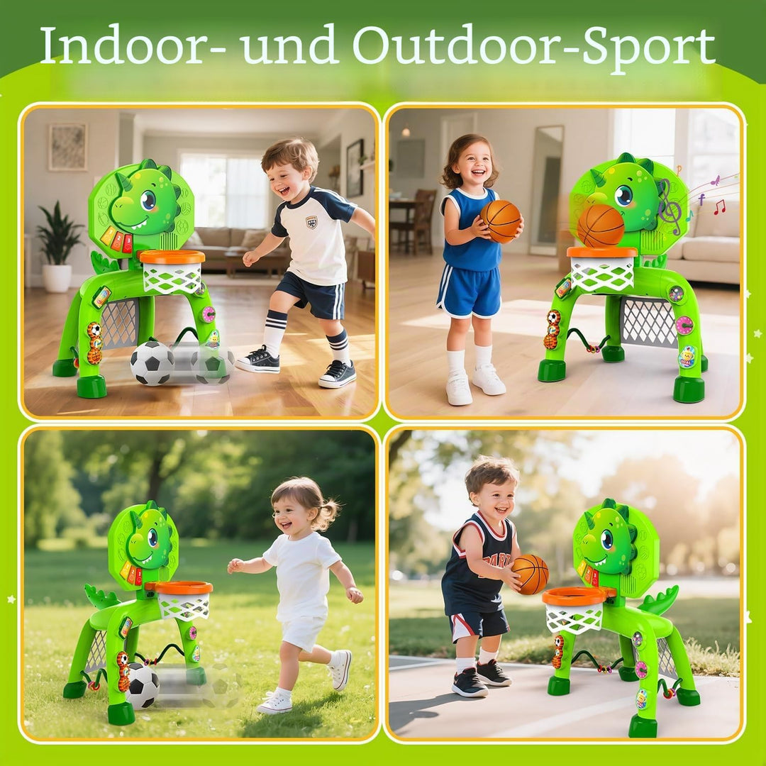 Basketballkorb Kinder &amp; Fussballtore für Garten Kinder 1-3 Jahren, Dinosaurier Geschenke für Jungen,