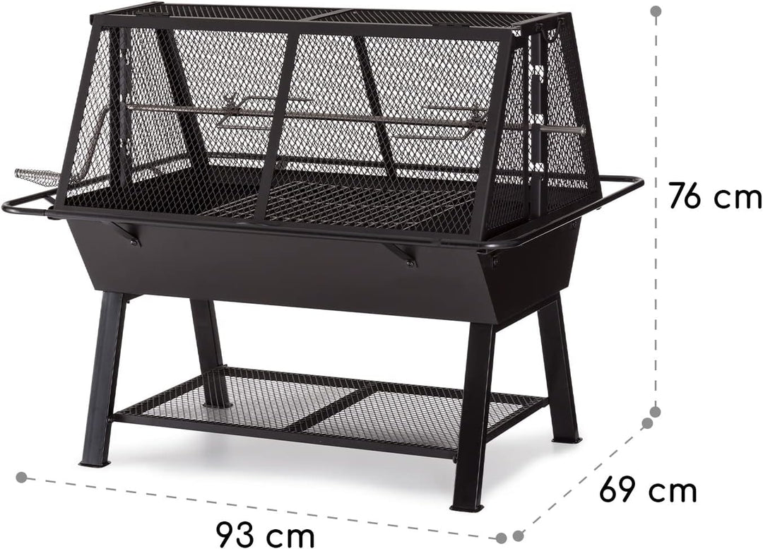 Blumfeldt 2-in-1 Rotisserie Grill, Manueller mit Drehspiess, Grosser Spiessgrill für Hähnchen & Span