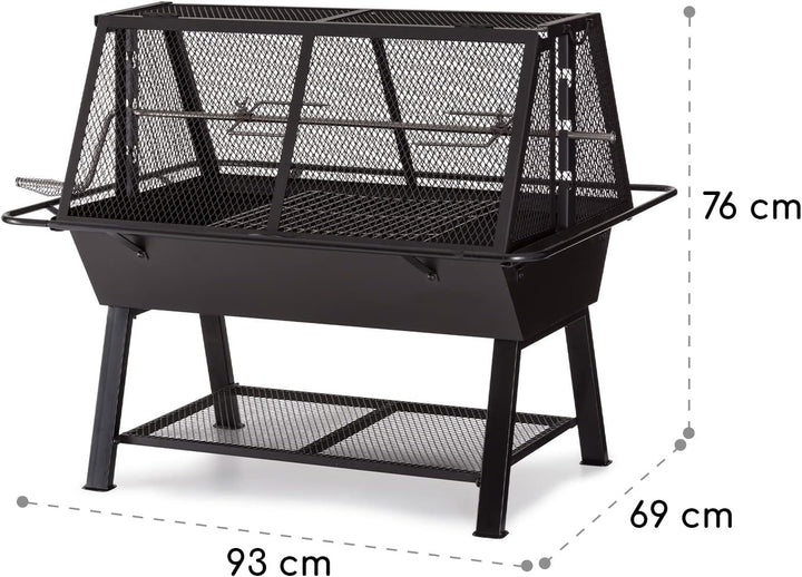 Blumfeldt 2-in-1 Rotisserie Grill, Manueller mit Drehspiess, Grosser Spiessgrill für Hähnchen & Span